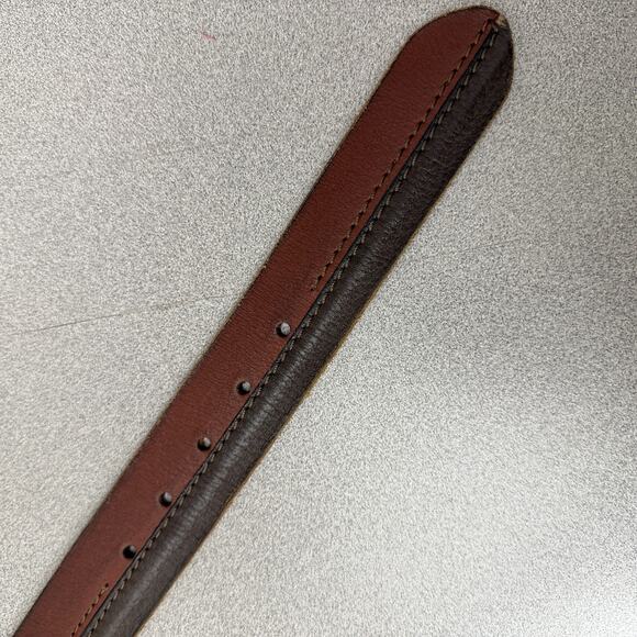 Lucky Brand Leather Belt Mens 32 Brown Colorblock Metal Buckle Casual Classic - Picture 6 of 7